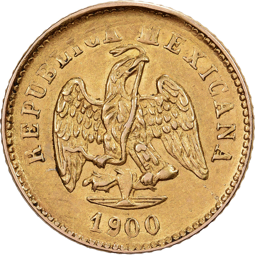 Mexico, 1 Peso, 1900, Mexico City, Gold, AU(55-58), KM:410.5