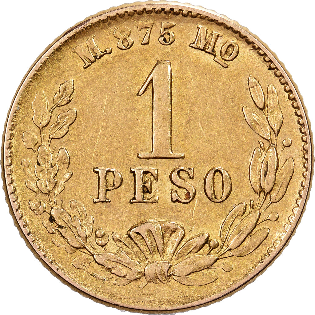 Mexico, 1 Peso, 1900, Mexico City, Gold, AU(55-58), KM:410.5