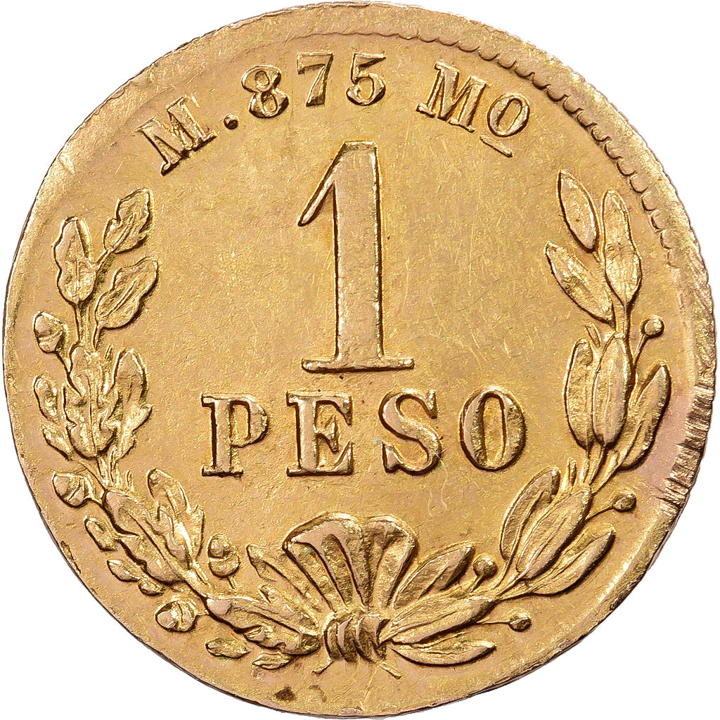 Mexiko, 1 Peso, 1885, Mexico City, Gold, VZ, KM:410.5