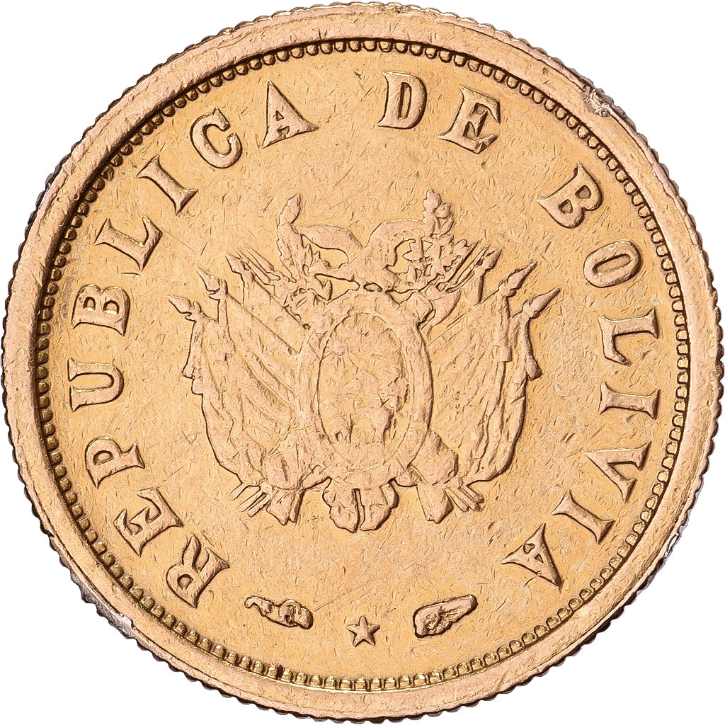 Bolivia, Bullion, Revolution, 1952, MDP, Gold, VF(30-35)