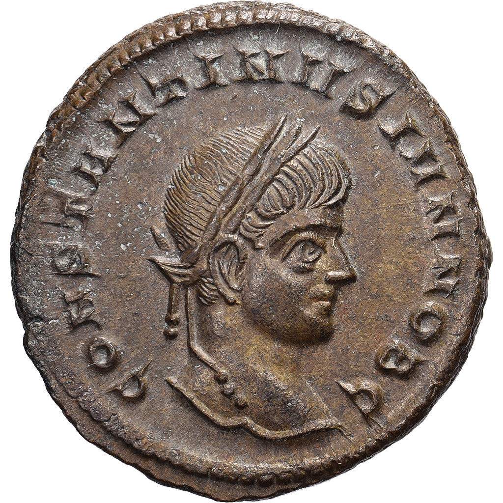 Constantine II, Follis, 320-321, Siscia, Bronze, AU(55-58), RIC:163
