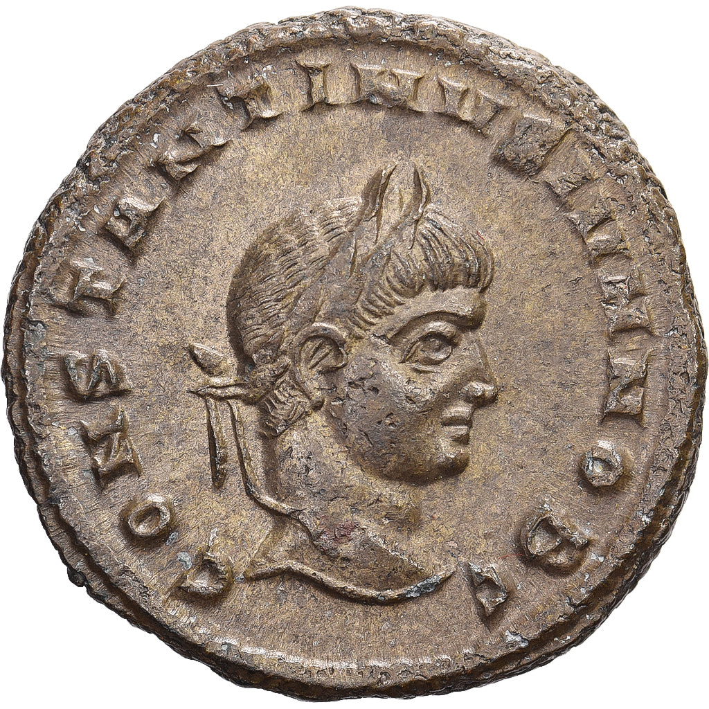 Constantine II, Follis, 320-321, Siscia, Bronze, AU(55-58), RIC:163