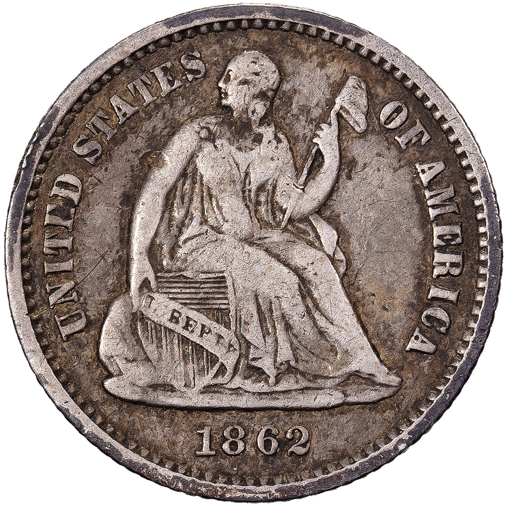 Vereinigte Staaten, Half Dime, Seated Liberty, 1862, Philadelphia, Silber, S+