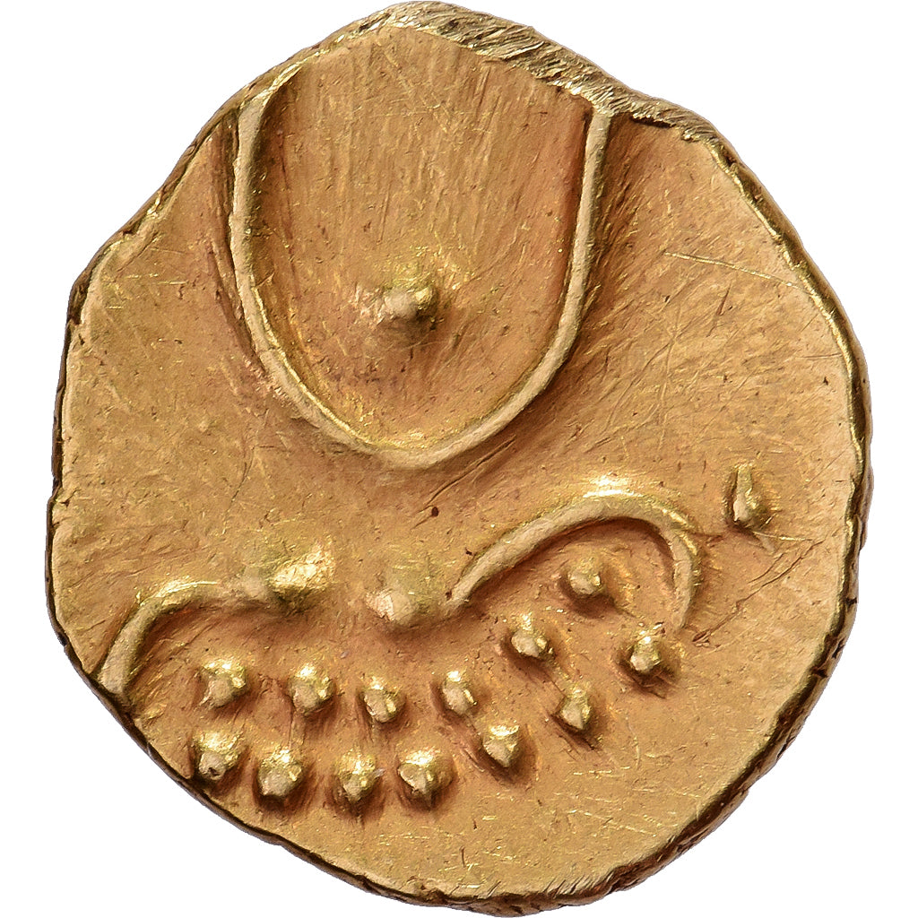 Kingdom of Travancore, Rama Varma V, Viraraya Fanam, 1881, Dourado, AU(50-53)