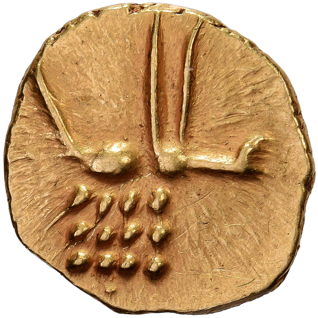 Kingdom of Travancore, Rama Varma V, Viraraya Fanam, 1881, Dourado, AU(50-53)