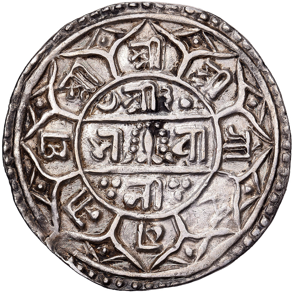 Nepal, Girvan Yuddha Vikrama, 1 Mohar, 1723 (1801), Srebro, EF(40-45), KM:529