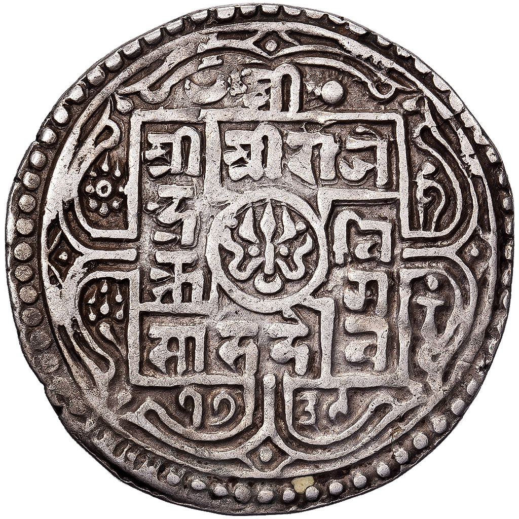 Nepal, Rajendra Vikrama, 1 Mohar, 1739 (1817), Argento, BB, KM:565