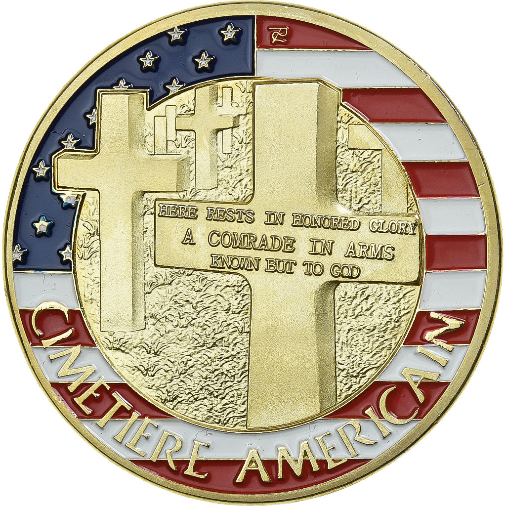 Francja, medal, Normandie - Cimetière militaire américain, Stal, Colorized
