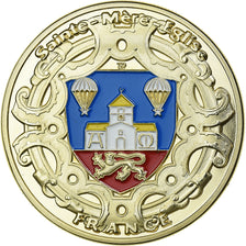França, medalha, Sainte-Mère-Église, D.Day, Aço, Colorized, MS(63)