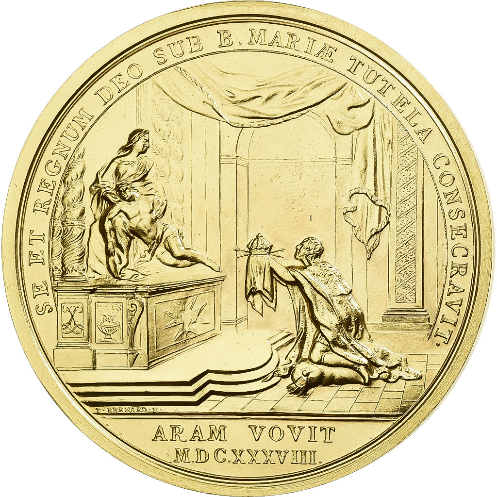 França, medalha, Luís XIII, Vœu de Louis XIII, Bronze Dourado, T. Bernard
