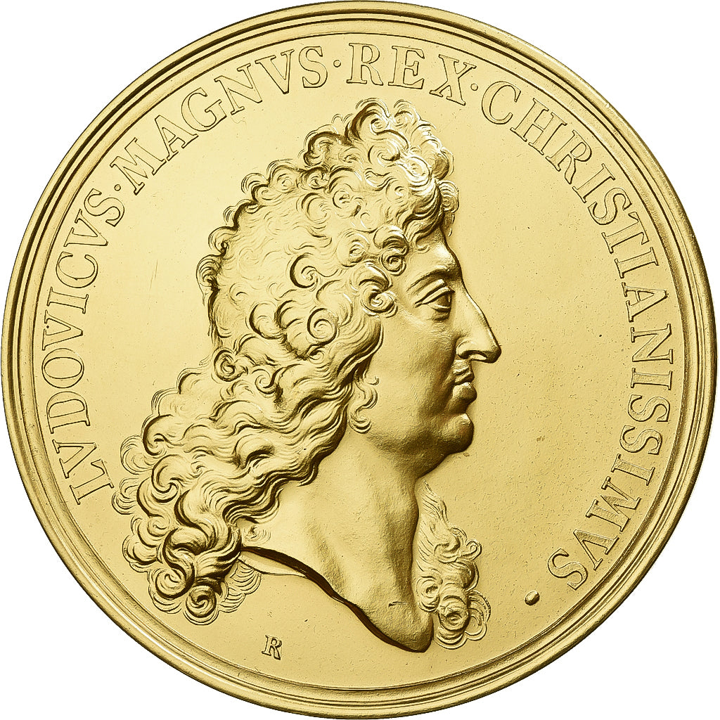 França, medalha, Luís XIV, Le Pont Royal à Paris, Bronze Dourado, Molart
