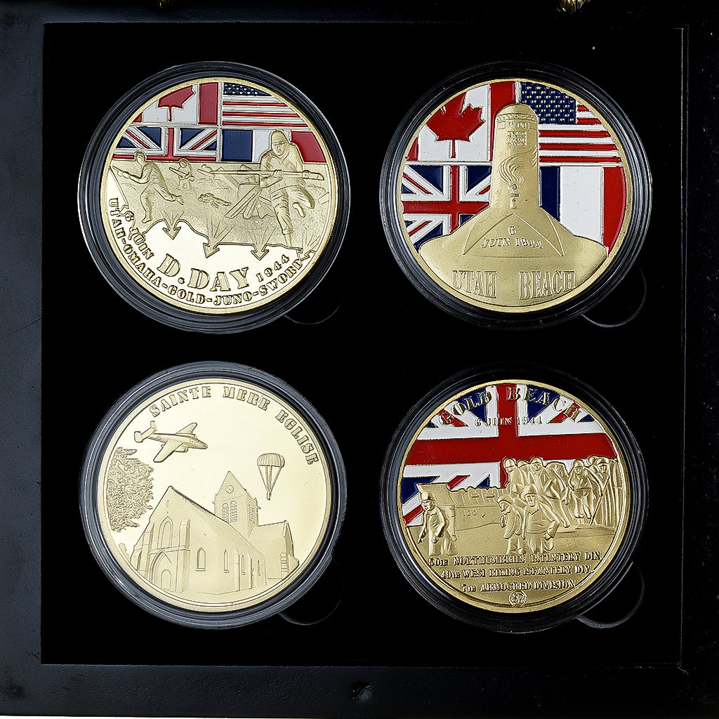 França, 4 Medals set, Débarquements de Normandie, Aço, Colorized, MS(65-70)