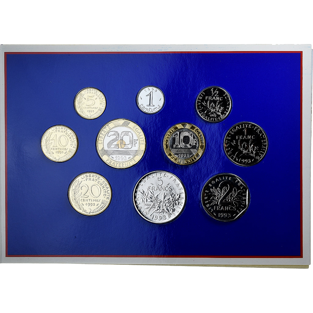 Francja, Coffret 1 c. à 20 frs., 1993, MDP, BU, ND, MS(65-70)