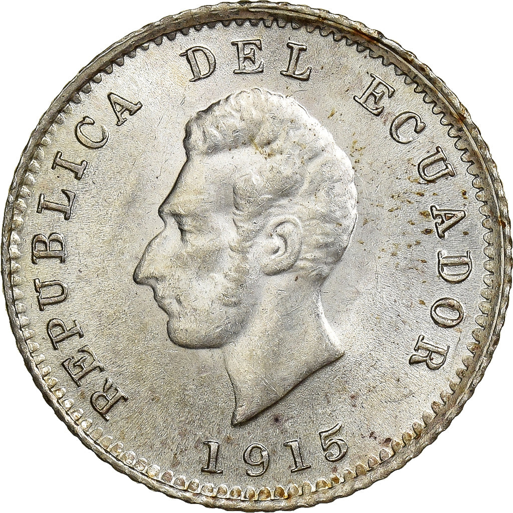 Ecuador, 1/2 Decimo, 1915, Heaton, Silber, VZ, KM:55.2