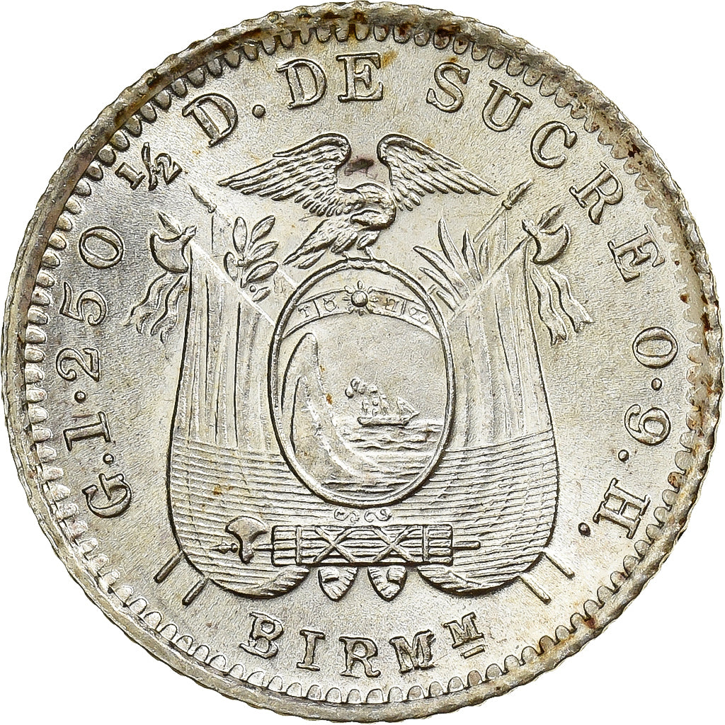 Ecuador, 1/2 Decimo, 1915, Heaton, Silber, VZ, KM:55.2