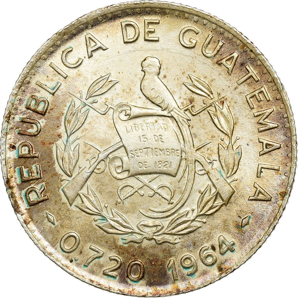 Guatemala, 5 Centavos, 1964, Guatemala City, Srebro, AU(55-58), KM:261