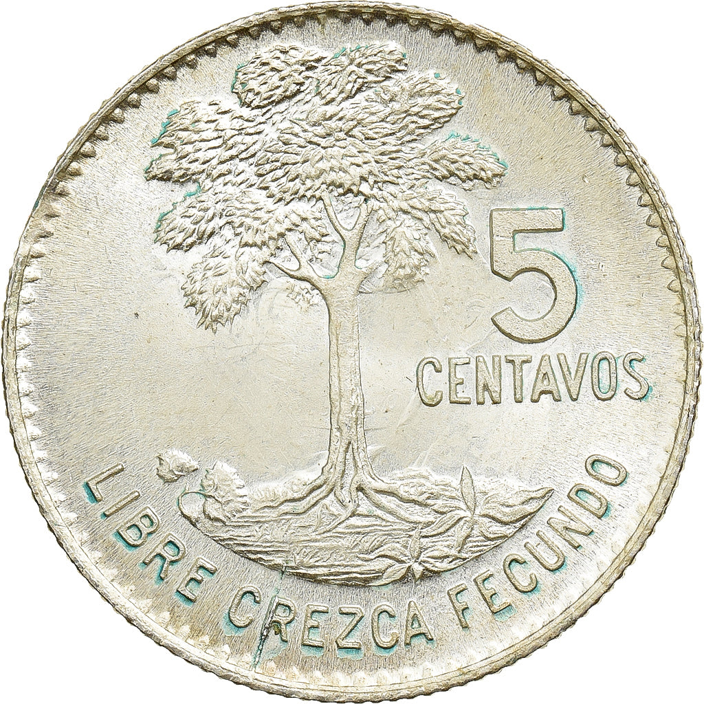 Guatemala, 5 Centavos, 1964, Guatemala City, Srebro, AU(55-58), KM:261