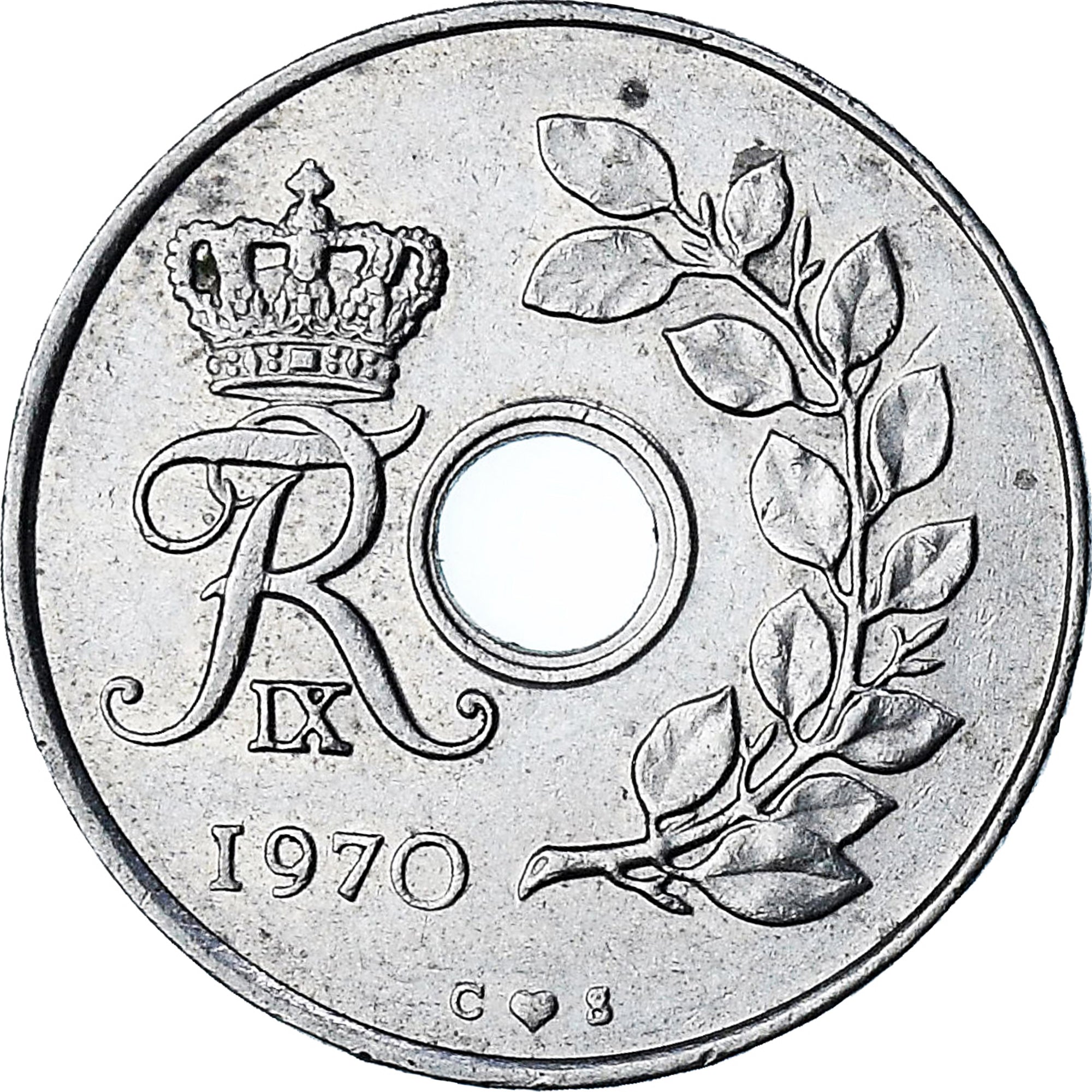 Dinamarca, 25 Öre, 1970