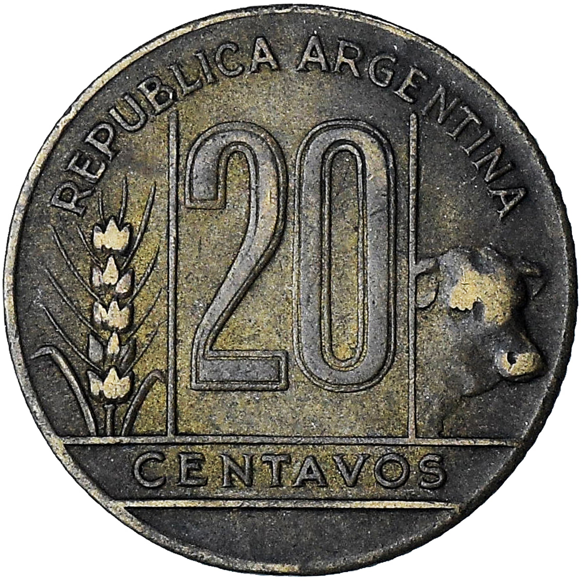 Argentina, 20 Centavos, 1946