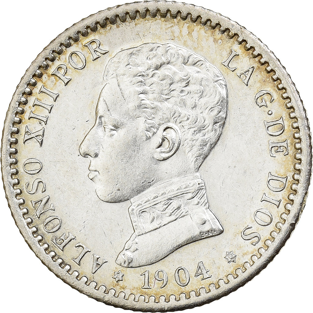Espanha, Alfonso XIII, 50 Centimos, 1910, Madrid, Prata, MS(63), KM:723