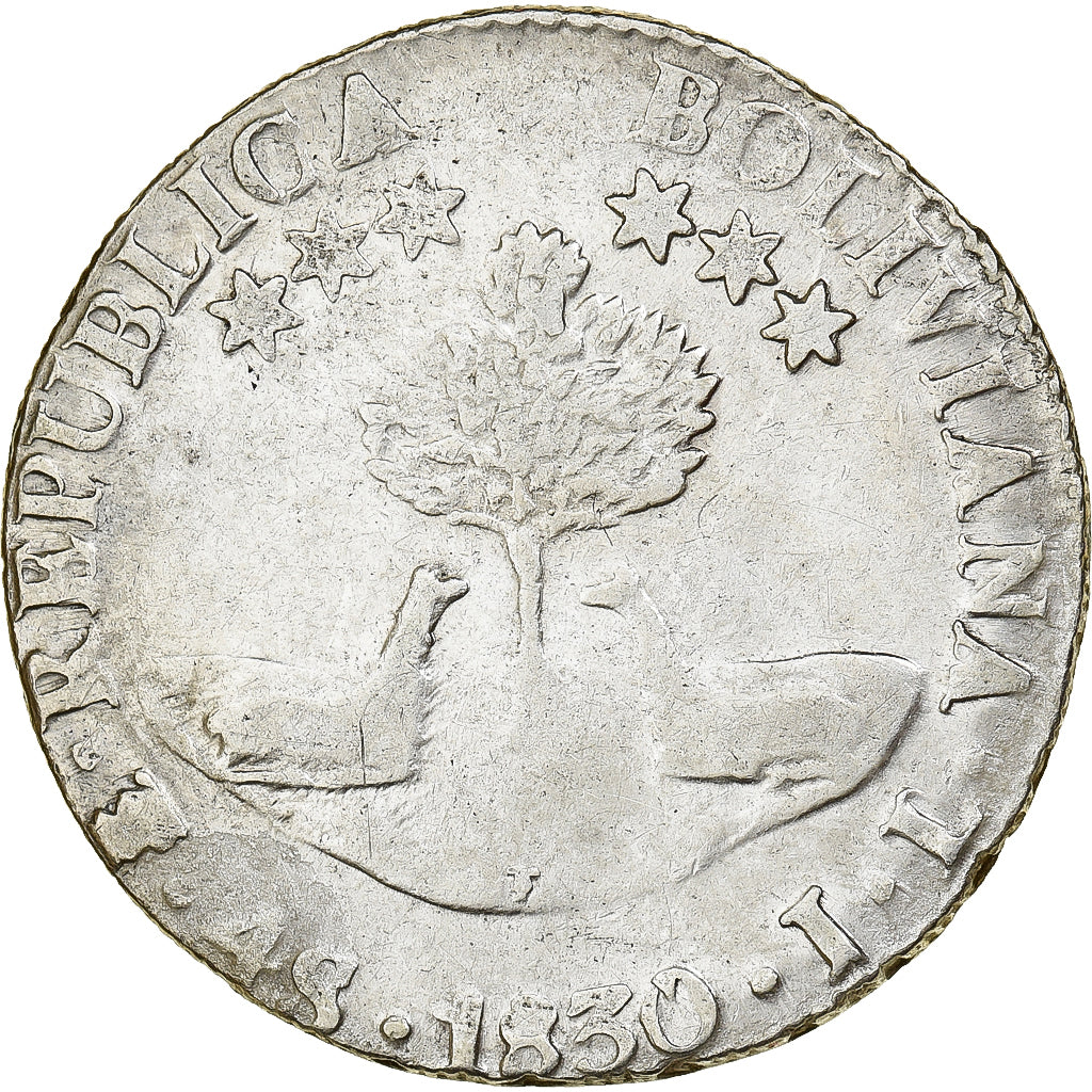 Bolivia, 4 Soles, 1830, Potosi, Srebro, VF(30-35), KM:96a.2
