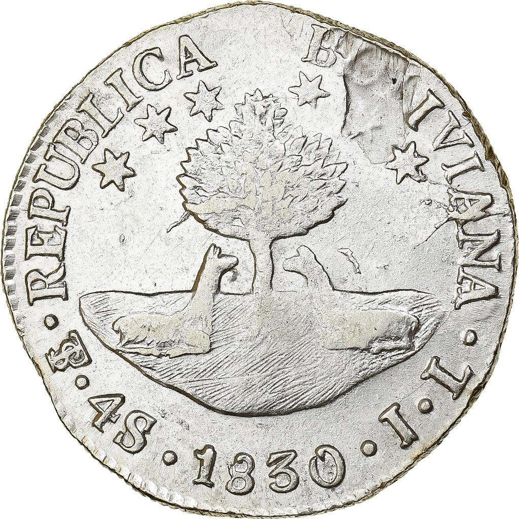 Bolivia, 4 Soles, 1830, Potosi, Srebro, EF(40-45), KM:96a.2