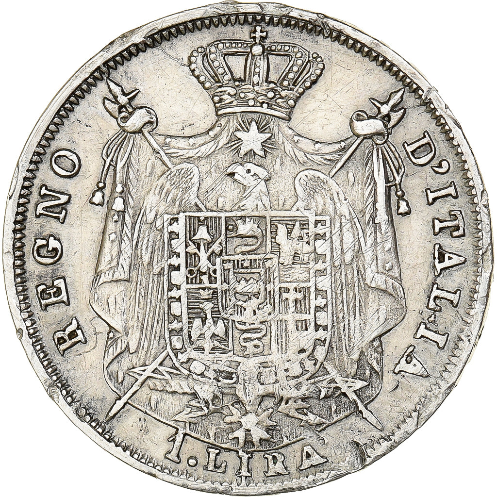 Kingdom of Italy, Napoleon I, 1 Lira, 1811, Milan, Plata, BC+, Gadoury:IT24