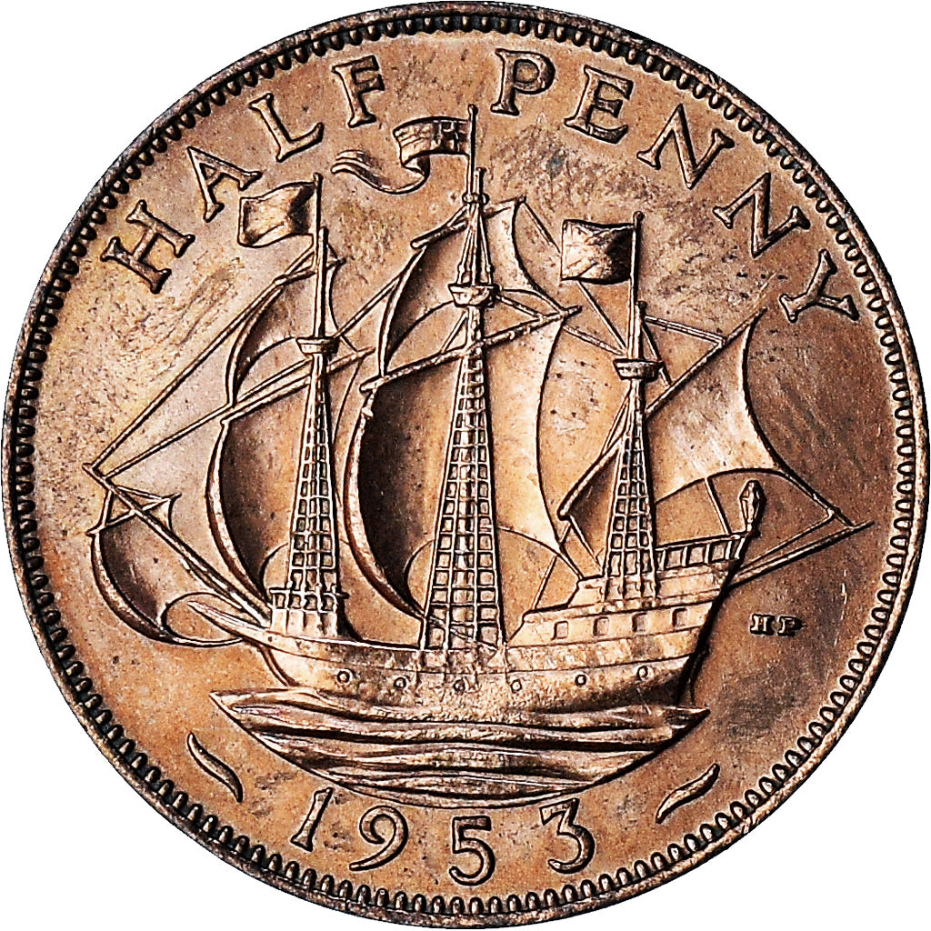 Grã-Bretanha, 1/2 Penny, 1953