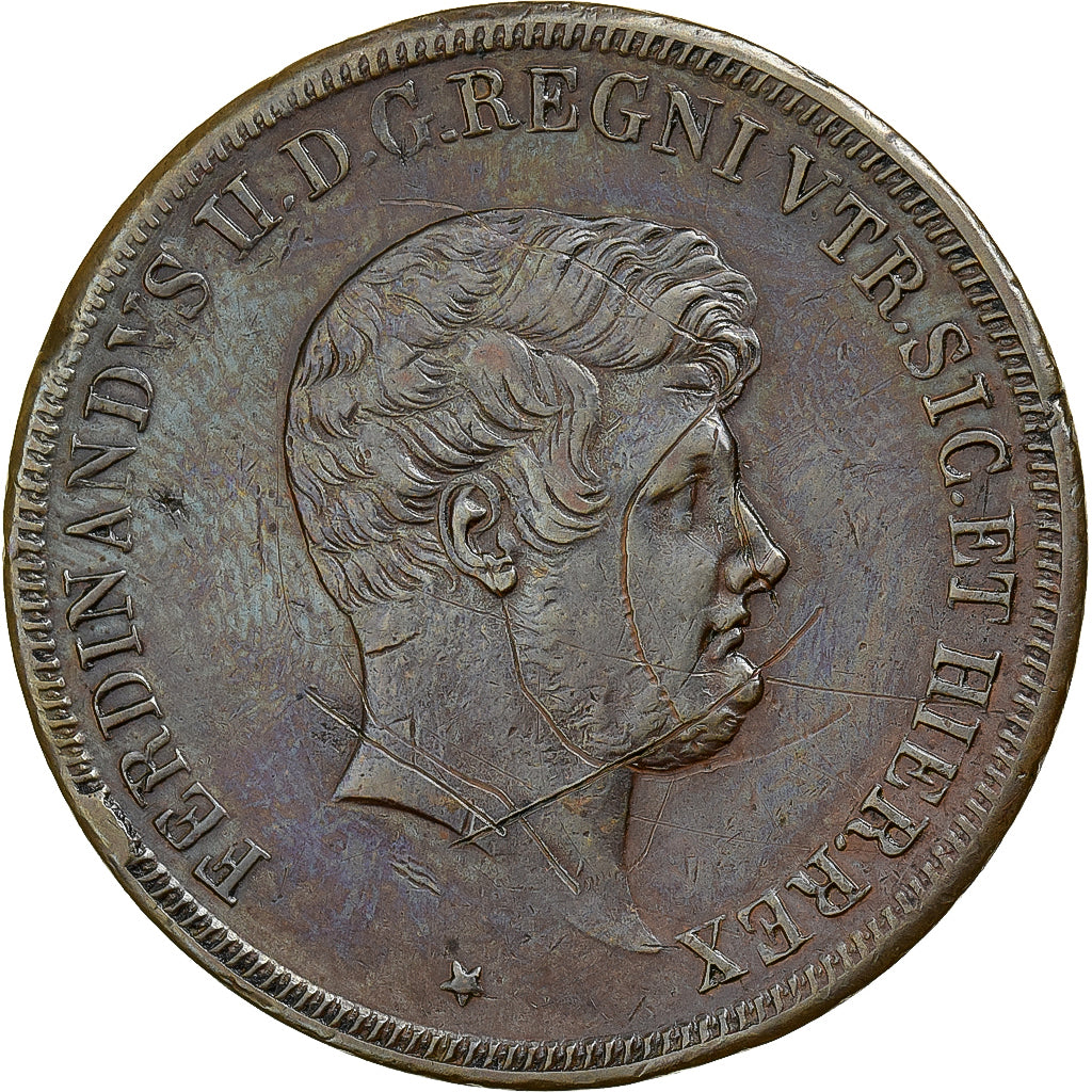 Kingdom of the Two Sicilies, Ferdinando II, 5 Tornesi, 1848, Naples, Miedź