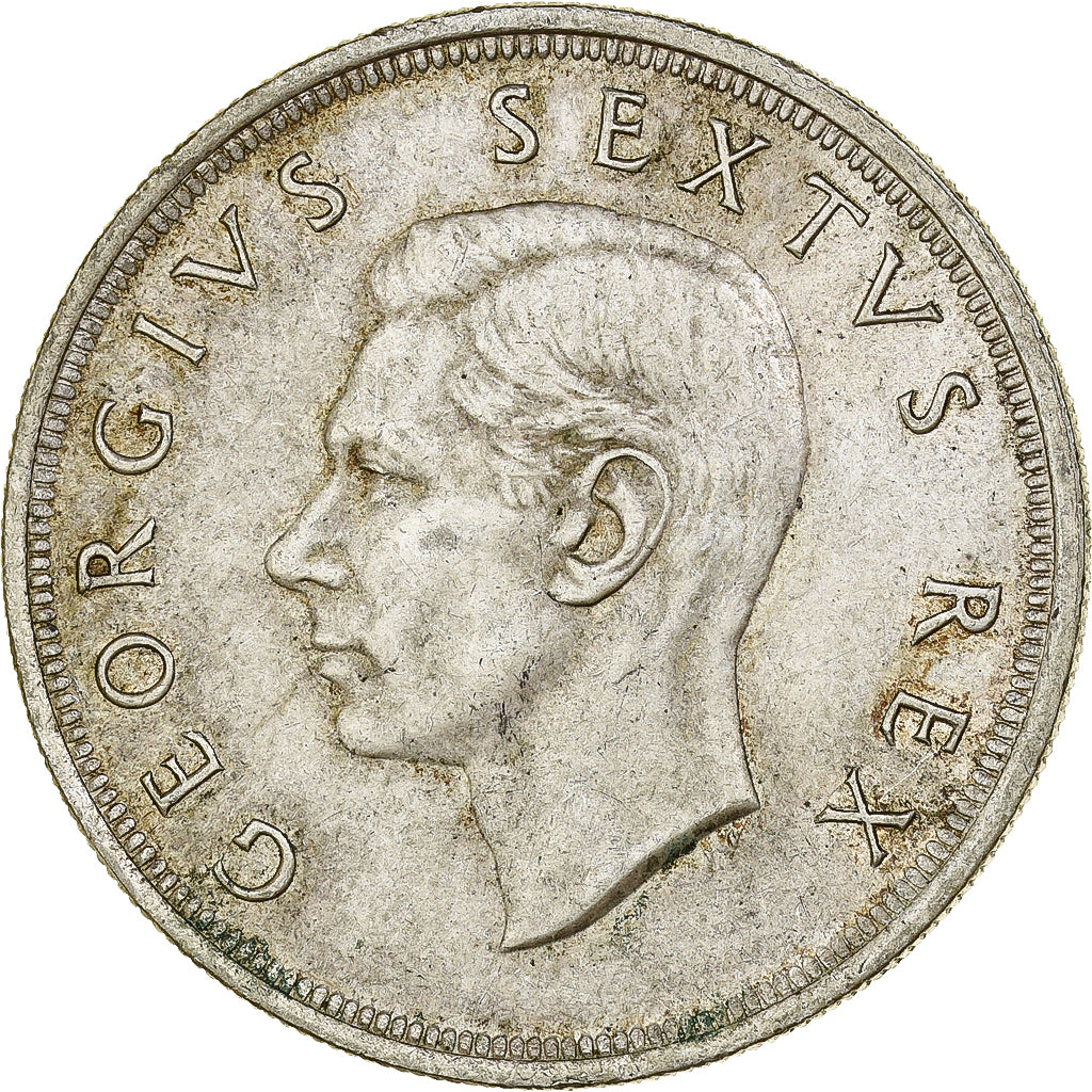 Sudáfrica, George VI, 5 Shillings, 1952, Pretoria, Plata, BC+, KM:41