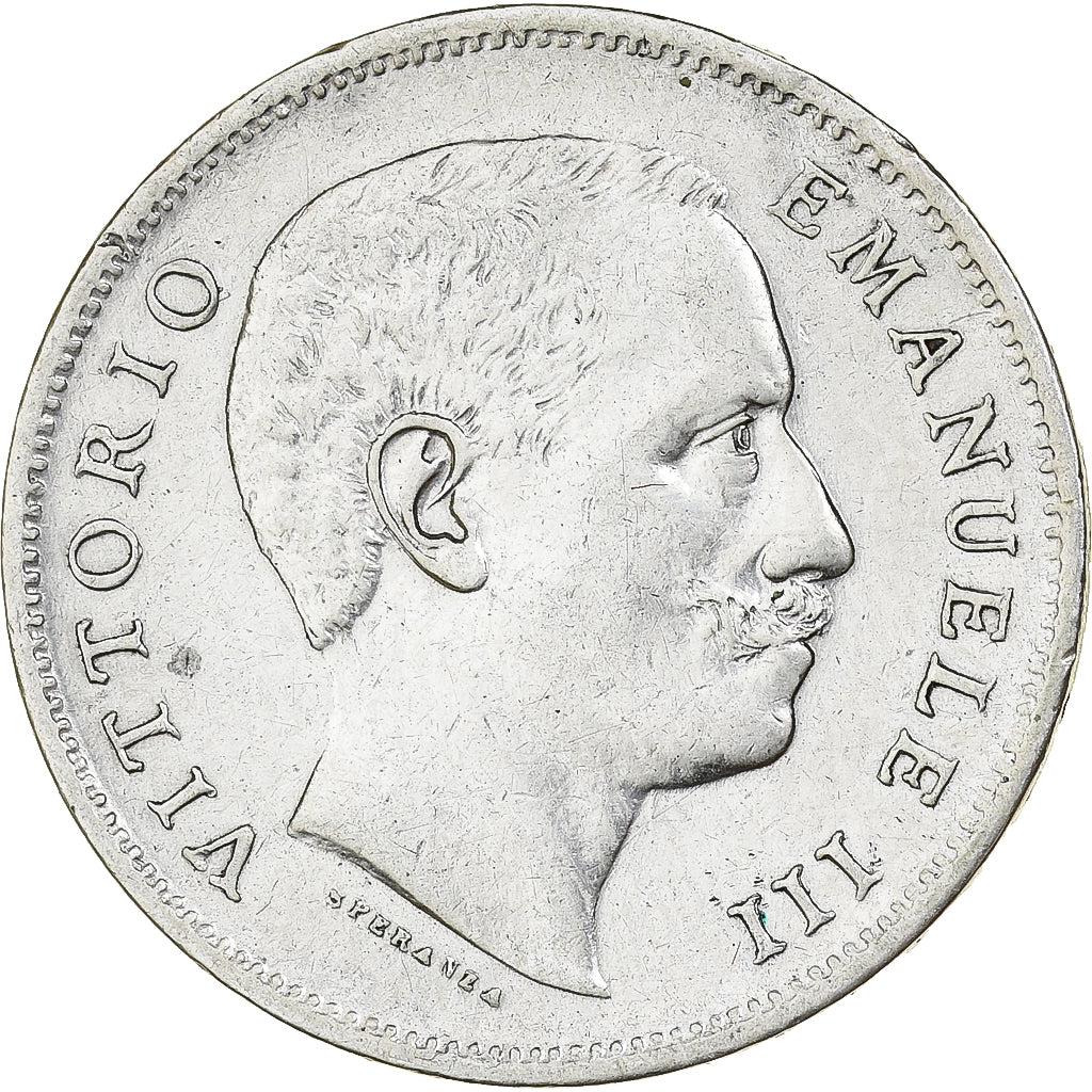 Włochy, Vittorio Emanuele III, 1 Lira, 1907, Rome, Srebro, AU(55-58), KM:32