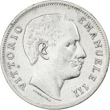 Włochy, Vittorio Emanuele III, 1 Lira, 1907, Rome, Srebro, AU(55-58), KM:32