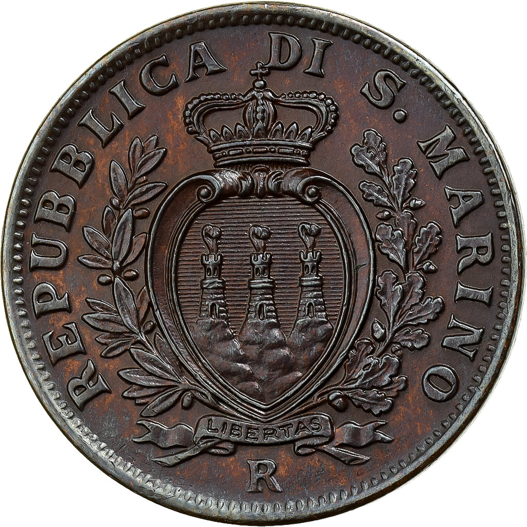 San Marino, 10 Centesimi, 1937, Rome, Brązowy, MS(60-62), KM:13