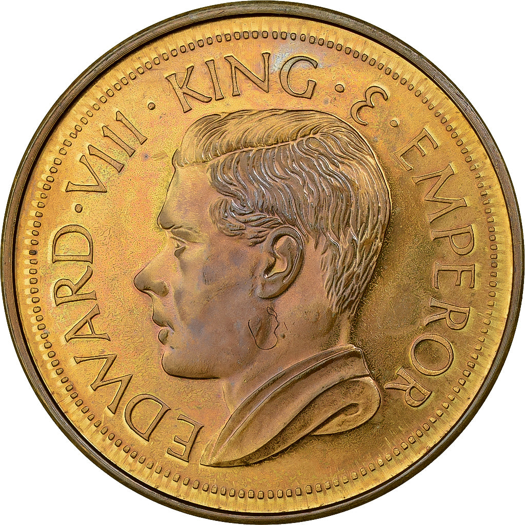 Établissements des détroits, Edward VIII, 1 Crown Fantasy, 1936, Cuivre, SUP