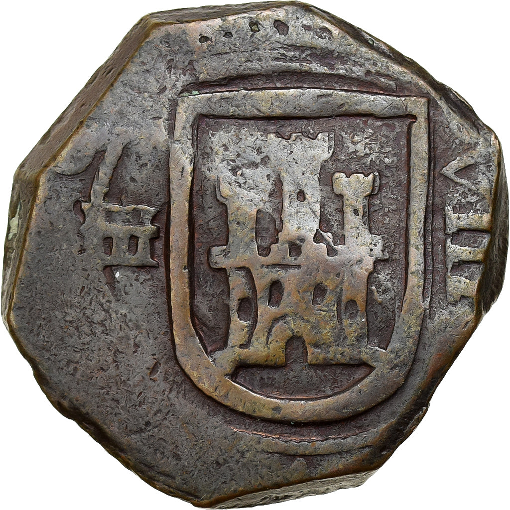 Spain, Philip III, 8 Maravedis, 1619, Segovia, COB, Copper, VF(20-25)