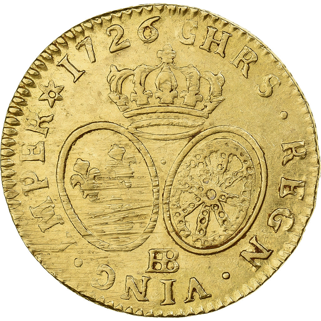 Francia, Louis XV, Louis d'Or, 1726, Strasbourg, Oro, MB+, Gadoury:340