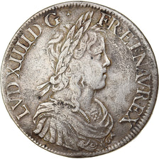 France, Louis XIV, Écu à la mèche longue, 1652, Paris, Silver, VF(30-35)