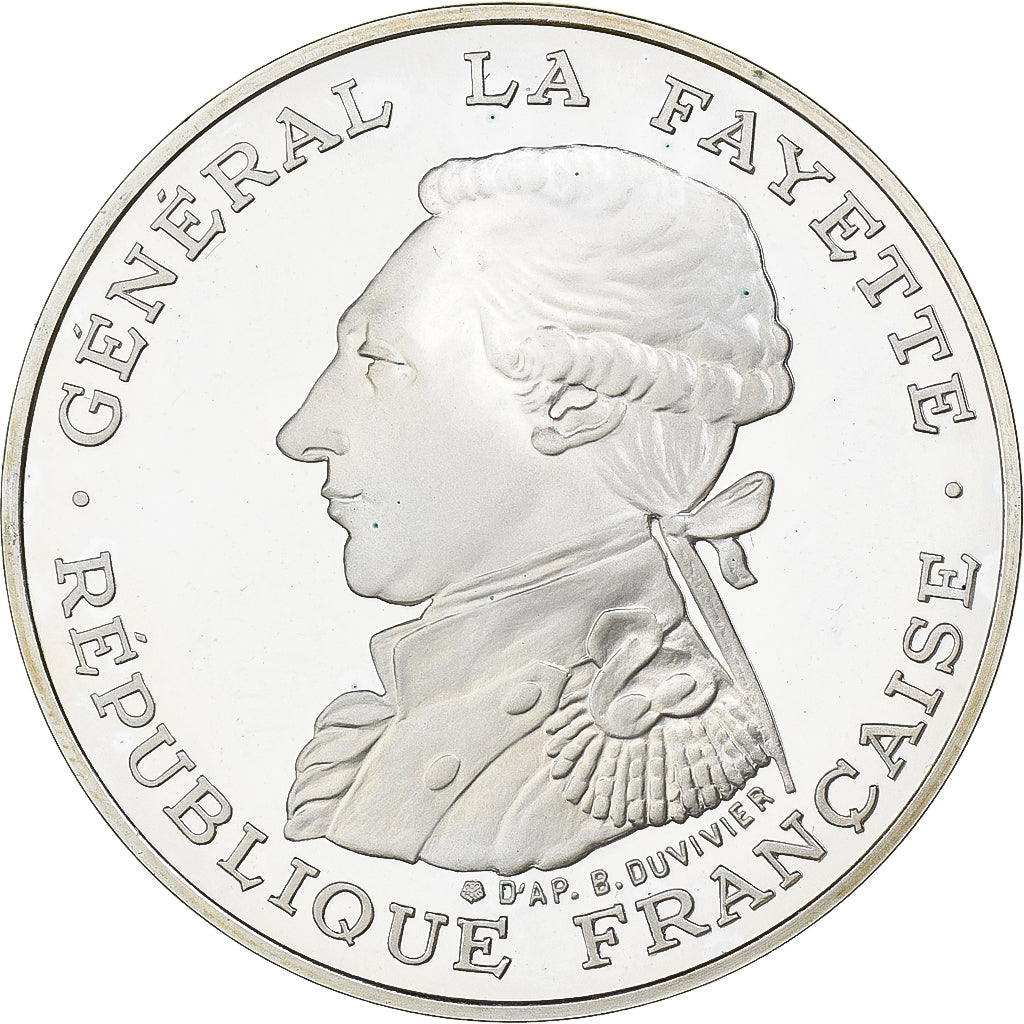 Francja, 100 Francs, Lafayette, 1987, MDP, Proof, Srebro, MS(63), Gadoury:902
