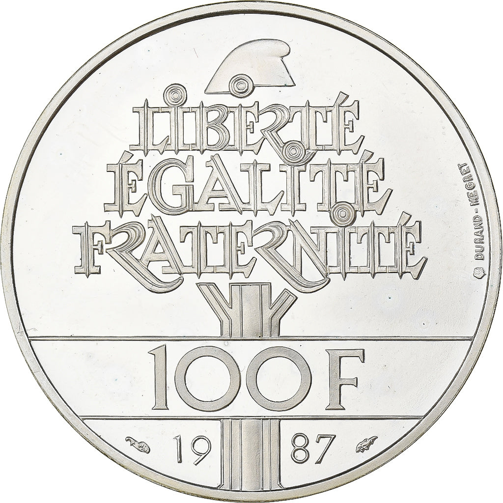 Francja, 100 Francs, Lafayette, 1987, MDP, Proof, Srebro, MS(63), Gadoury:902