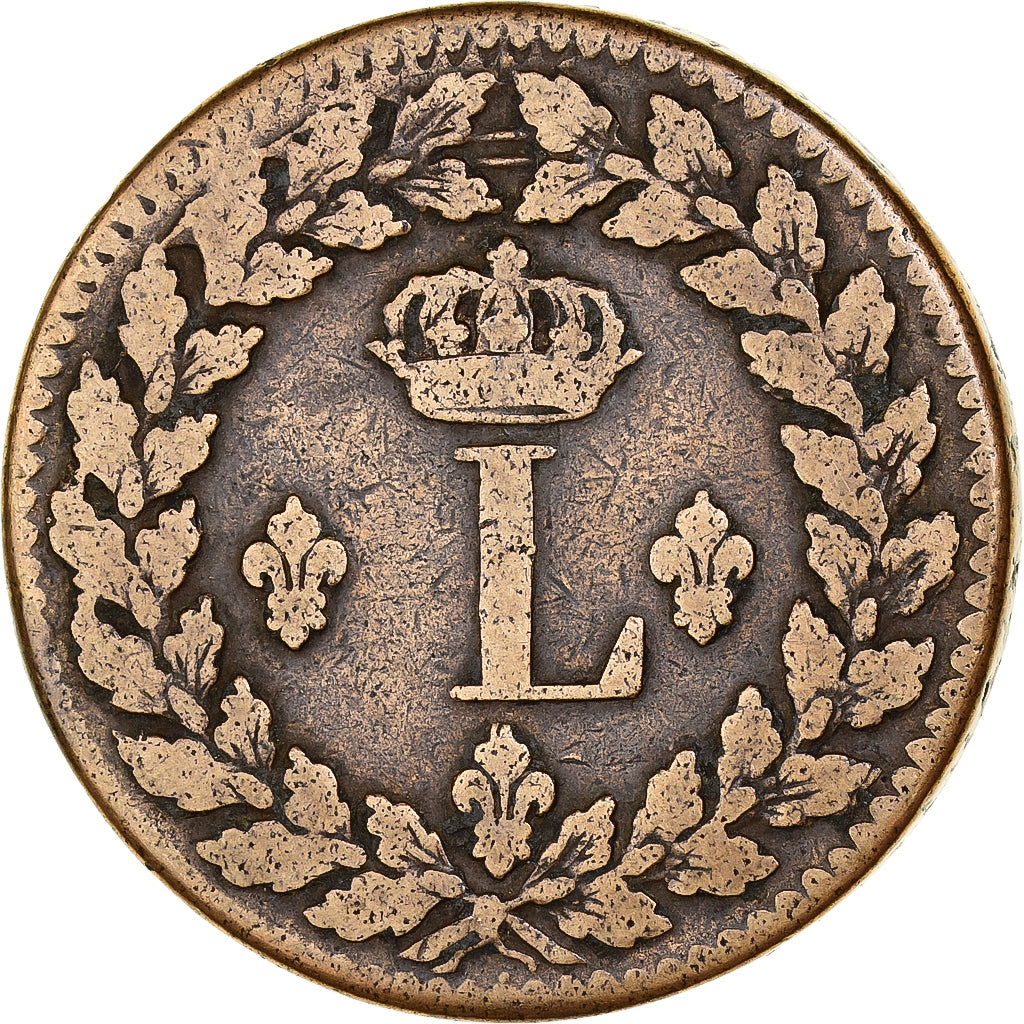 France, Louis XVIII, 1 Décime, 1815, Strasbourg, Bronze, TB+, Gadoury:196d