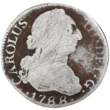 Spain, Charles III, 2 Reales, 1788, Madrid, Silver, F(12-15), KM:412.1