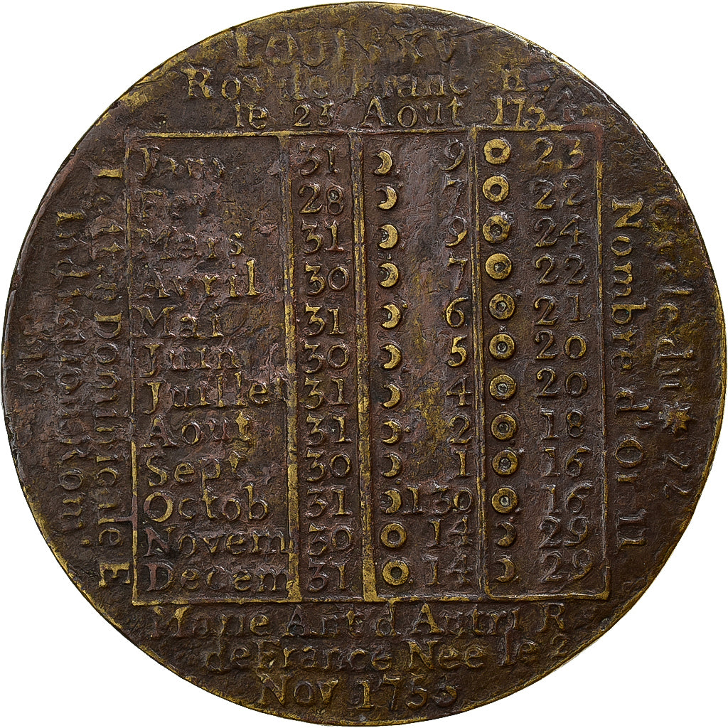 France, Token, Louis XVI, Almanach, 1777, Brass, VF(20-25)