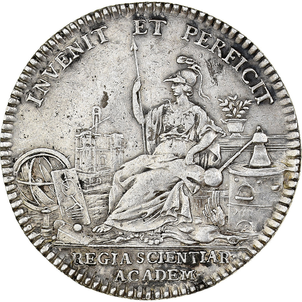 Francia, zeton, Louis XV, Académie Royale des Sciences, Plata, MBC