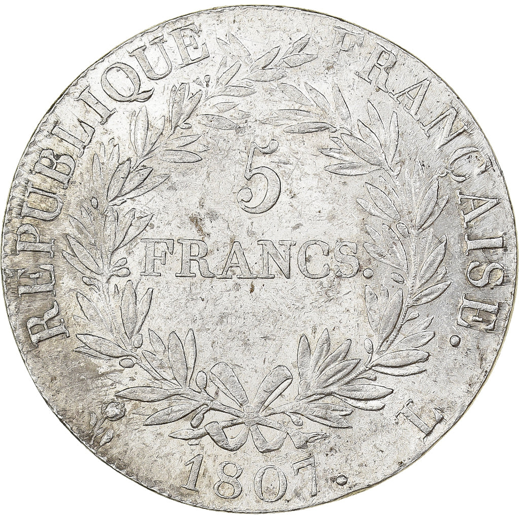 Francia, Napoleon I, 5 Francs, 1807, Bayonne, Plata, EBC, Gadoury:581