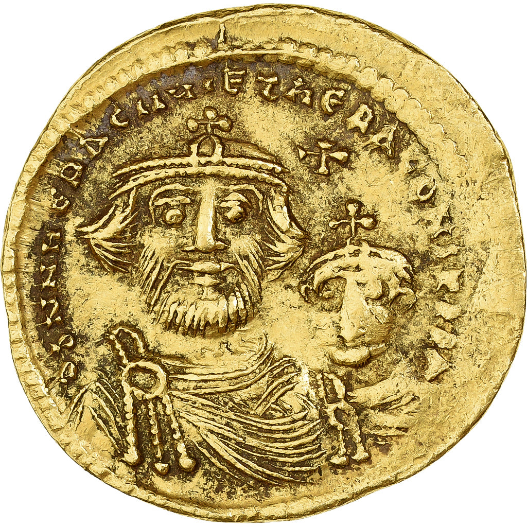 Heraclius & Heraclius Constantin, Solidus, 610-641, Constantinople, Oro, BB+