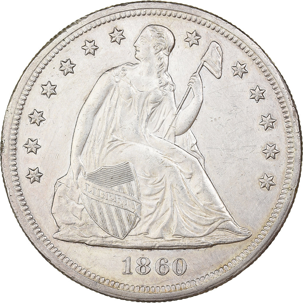 Estados Unidos, 1 Dollar, Seated Liberty, 1860, New Orleans, Plata, MBC+, KM:71