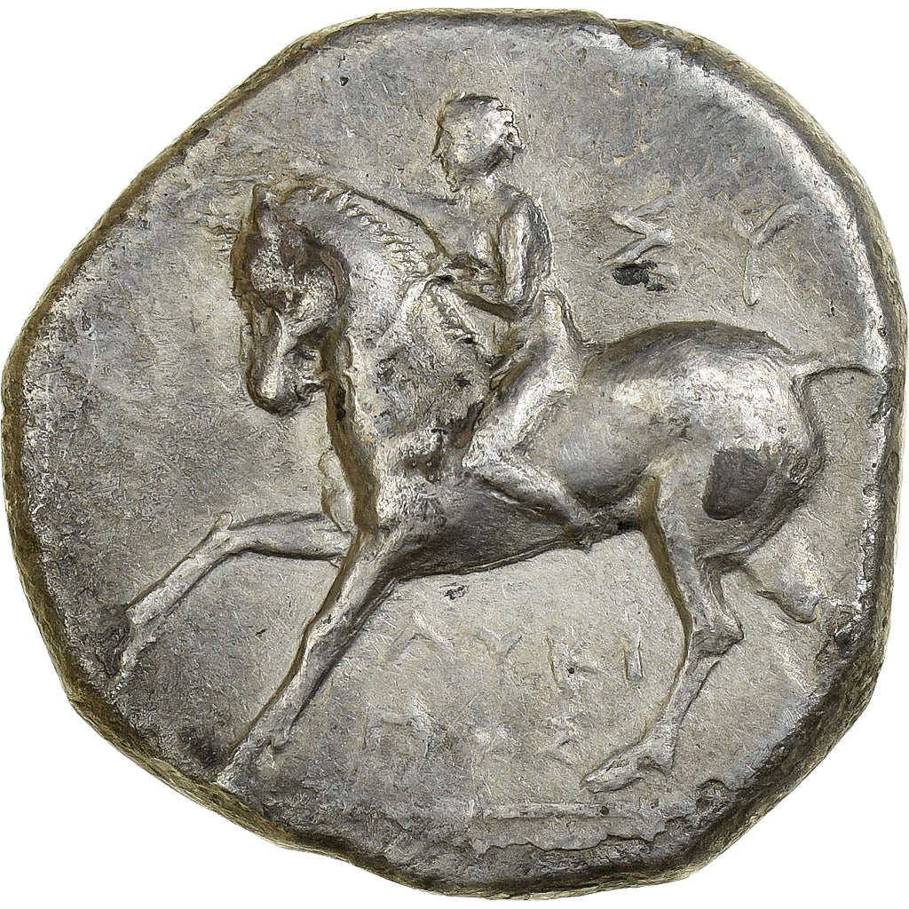 Calabria, Nomos, ca. 272-240 BC, Tarentum, Silver, EF(40-45), SNG-ANS:1166-1167