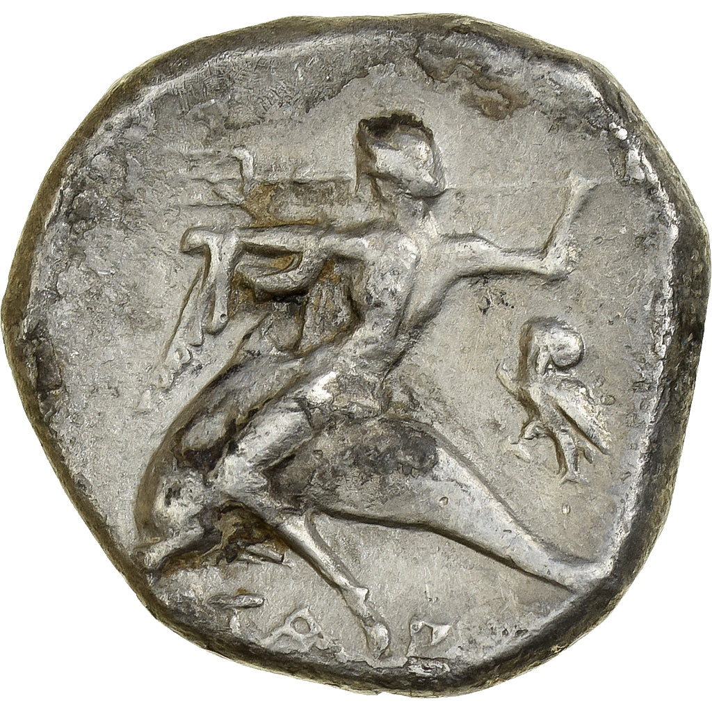 Calabria, Nomos, ca. 272-240 BC, Tarentum, Silver, EF(40-45), SNG-ANS:1166-1167