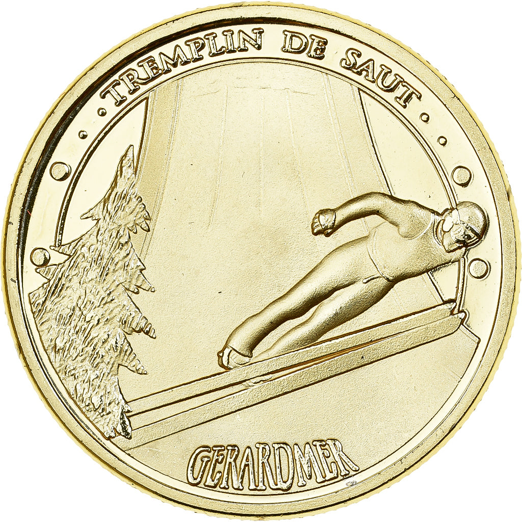 France, Medal, Gérardmer, tremplin de saut, 2011, Gilt iron, Colourized, MS(63)