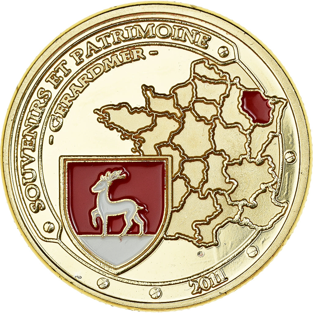 France, Medal, Gérardmer, tremplin de saut, 2011, Gilt iron, Colourized, MS(63)